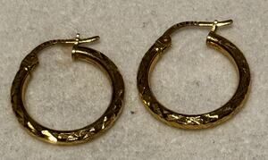 Vintage HAN 925 Gold Tone Sterling Silver Textured Oval Hoop Earrings